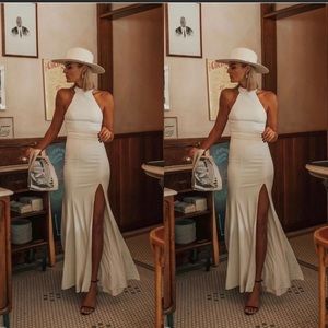 BHLDN Size 12 Montreal Crepe Maxi Dress in Ivory